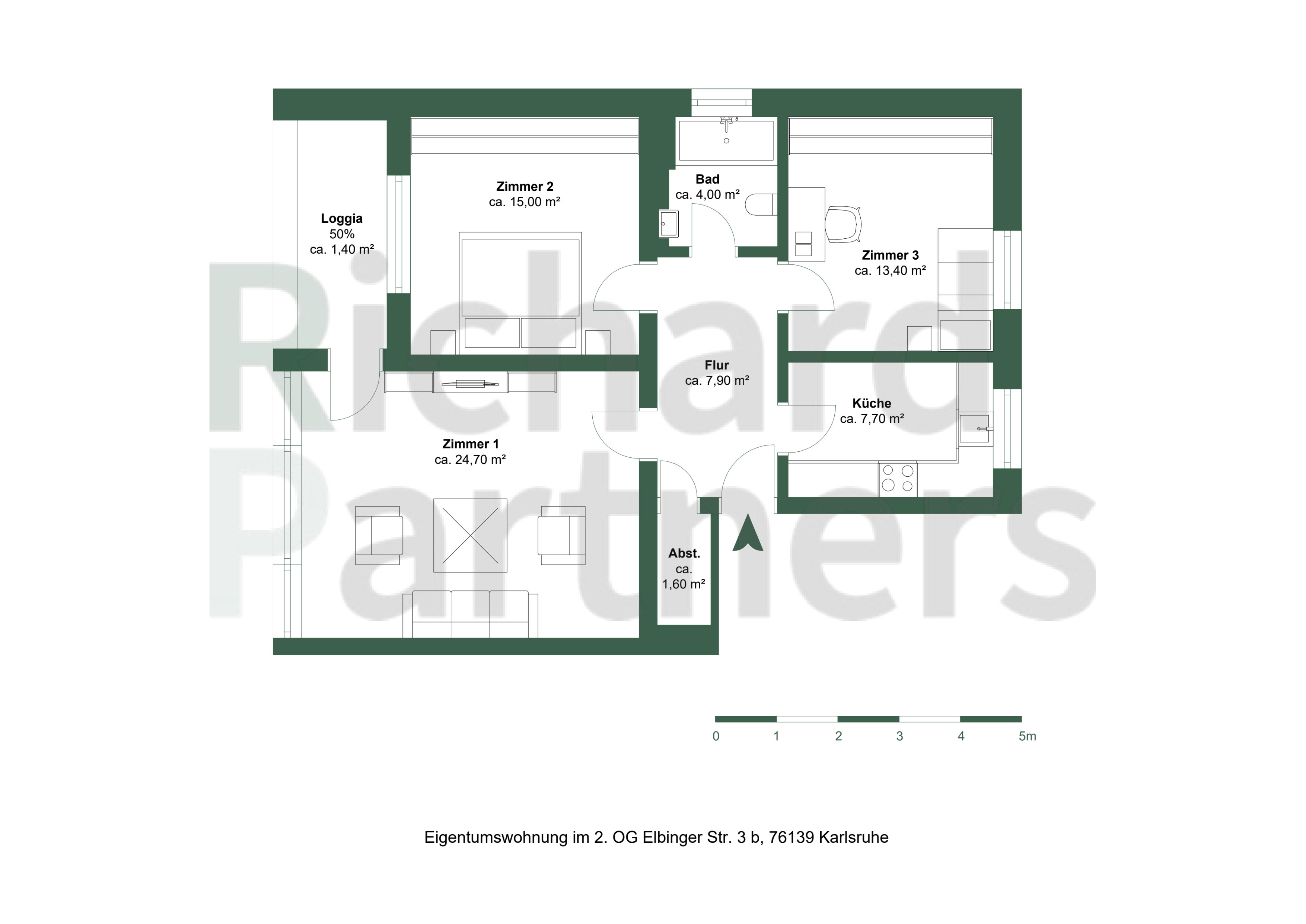 Grundriss 76 m² ETW
